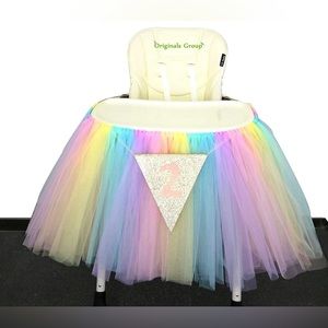 Rainbow Tutu Skirt for High Chair Birthday Baby Shower Gender Reveal Photos NEW